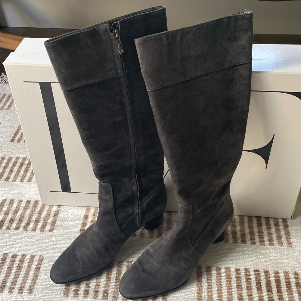 Diane Von Furstenberg Davin Grey Suede Boots - Size 9.5